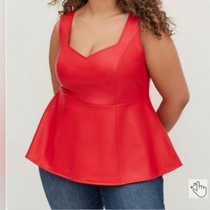 Faux leather sleeveless peplum top